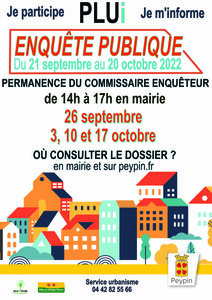PLUi (Plan Local d'Urbanisme intercommunal) du Pays d’Aubagne et de l’Etoile : DATES DE L'ENQUETE PUBLIQUE